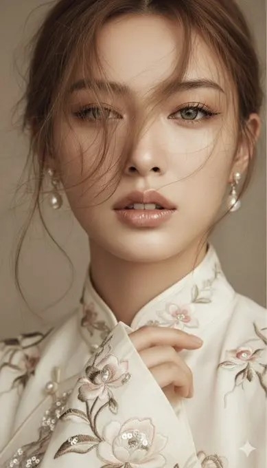 中式礼服东亚女性人像